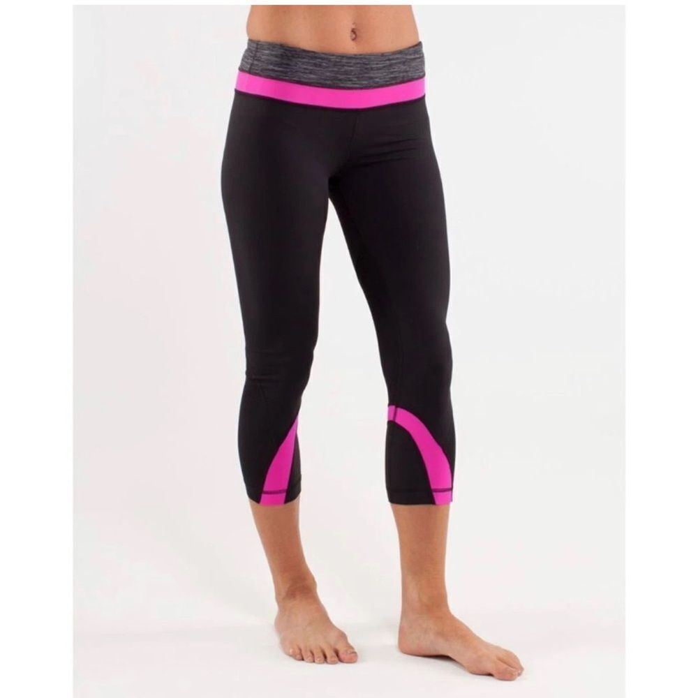 Lululemon Black and Pink Wide Leg Leggings